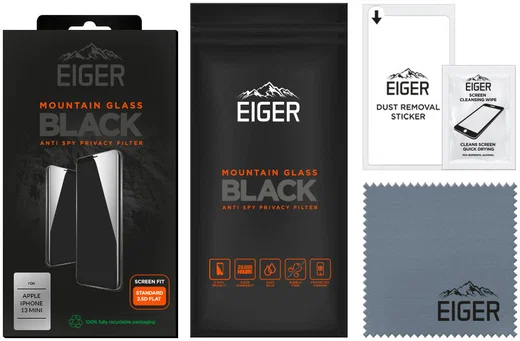 Eiger Apple iPhone 13 Mini Privacy Glass Case Friendly Screenprotector afbeelding 2