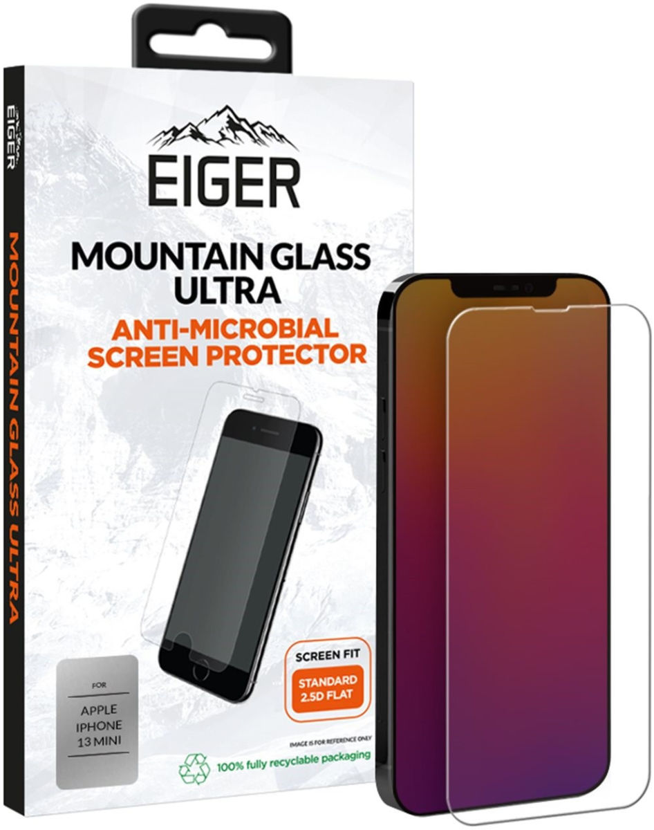 Eiger Ultra Apple iPhone 13 Mini Screen Protector Antibacterieel Plat afbeelding 1