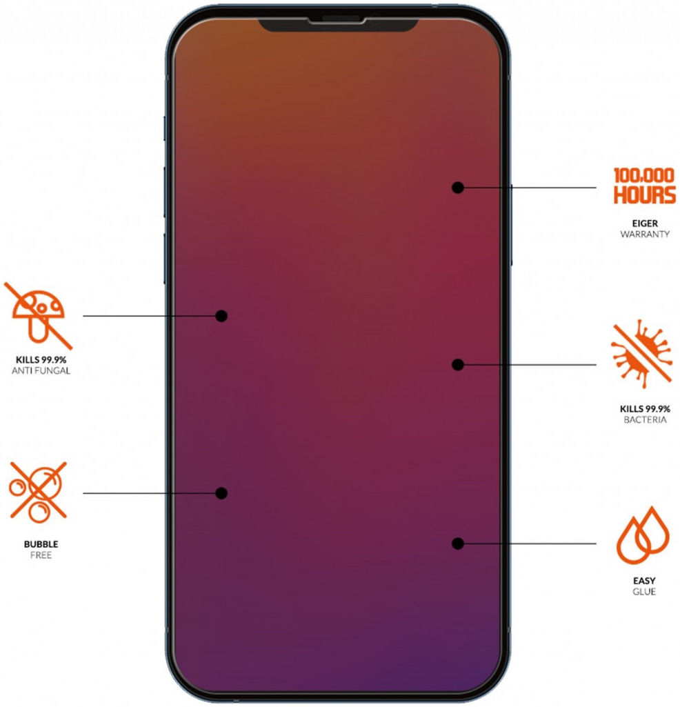 Eiger Ultra Apple iPhone 13 Mini Screen Protector Antibacterieel Plat afbeelding 3
