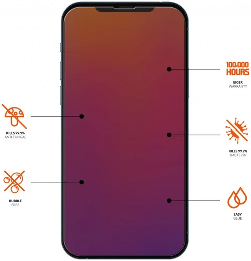 Eiger Ultra Apple iPhone 13 Mini Screen Protector Antibacterieel Plat afbeelding 3