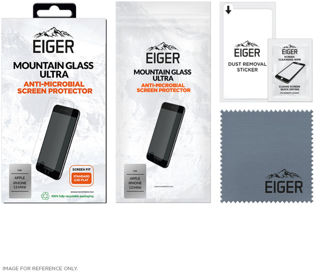 Eiger Ultra Apple iPhone 13 Mini Screen Protector Antibacterieel Plat afbeelding 4