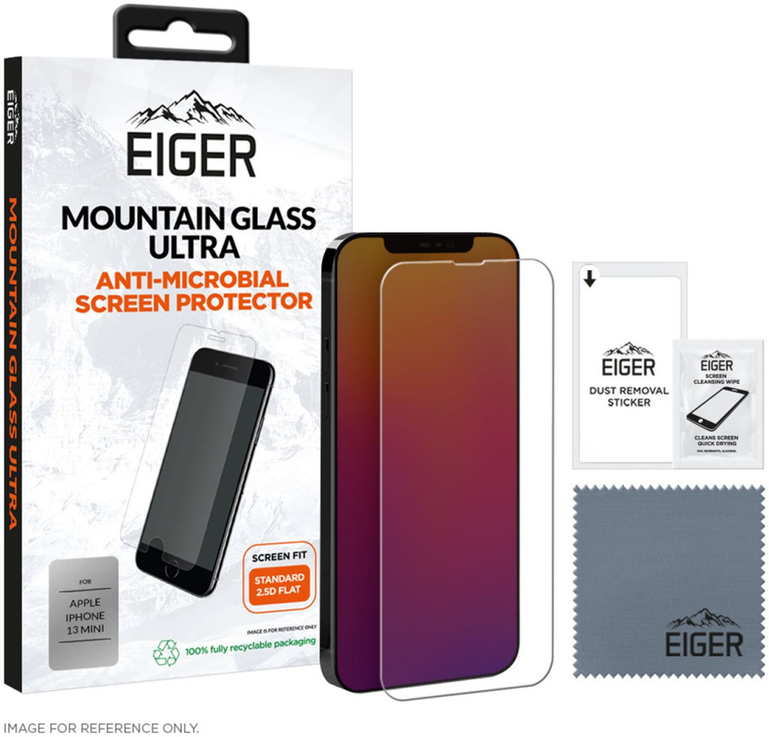 Eiger Ultra Apple iPhone 13 Mini Screen Protector Antibacterieel Plat afbeelding 5