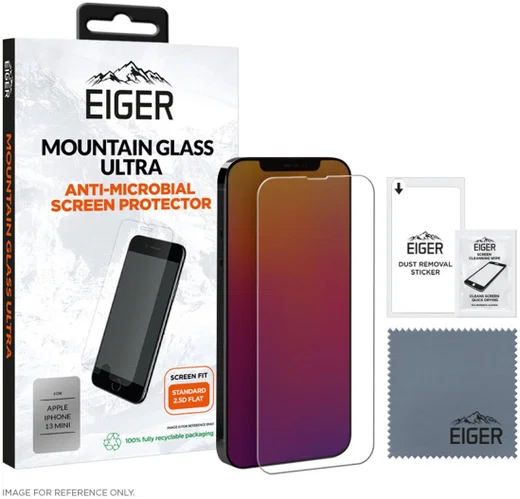 Eiger Ultra Apple iPhone 13 Mini Screen Protector Antibacterieel Plat afbeelding 5