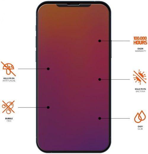 Eiger Ultra Apple iPhone 13 Pro Max Tempered Glass Antibacterieel Plat afbeelding 3