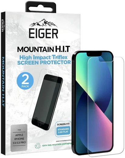 Eiger Apple iPhone 13/13 Pro Display Folie Screen Protector [2-Pack] afbeelding 1