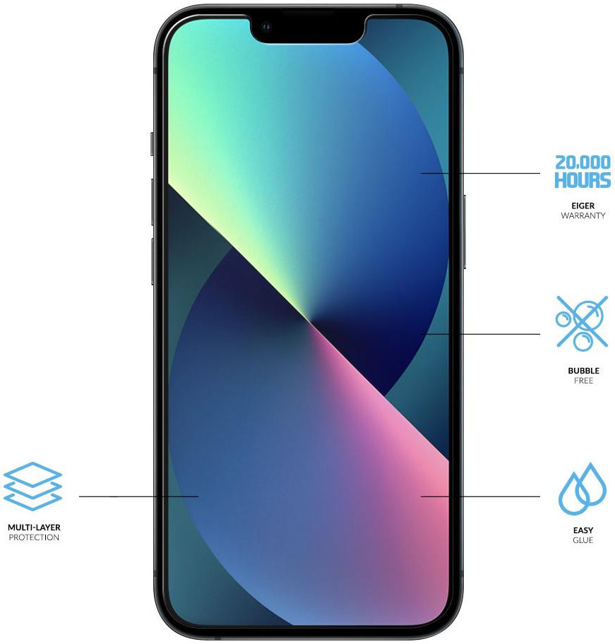 Eiger Apple iPhone 13/13 Pro Display Folie Screen Protector [2-Pack] afbeelding 4