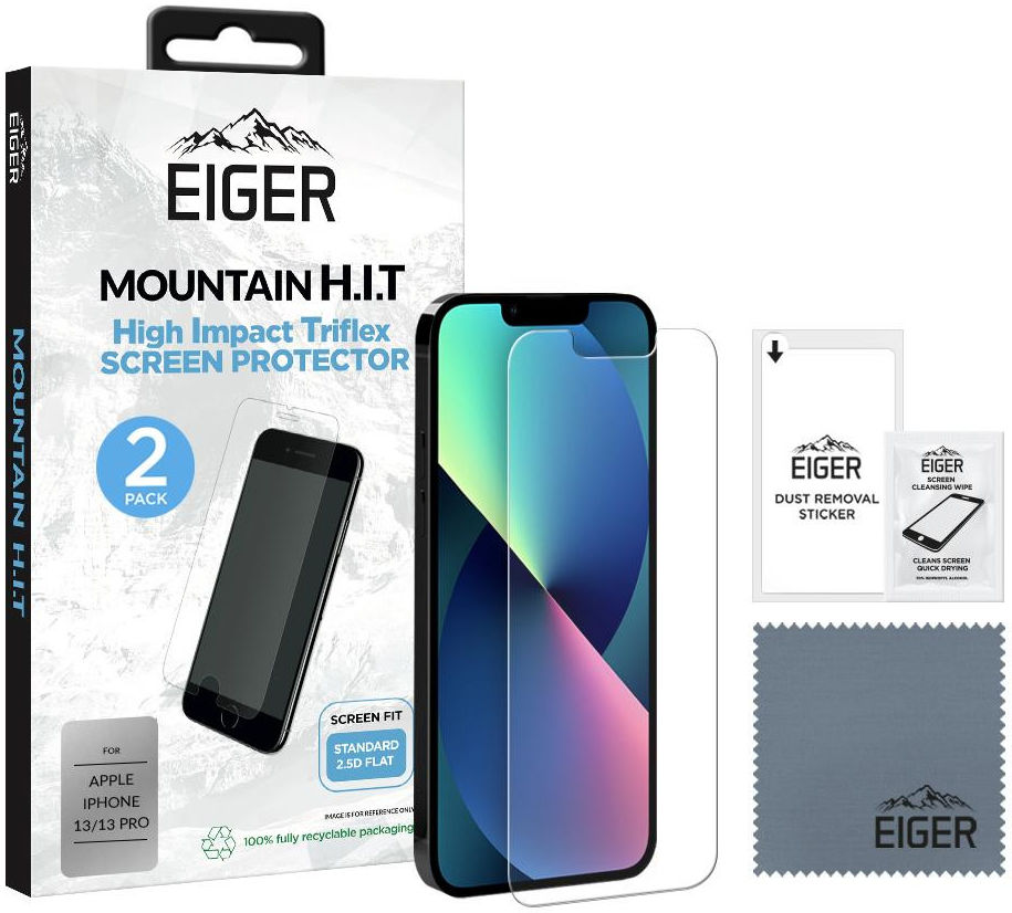 Eiger Apple iPhone 13/13 Pro Display Folie Screen Protector [2-Pack] afbeelding 6