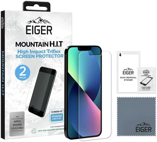 Eiger Apple iPhone 13/13 Pro Display Folie Screen Protector [2-Pack] afbeelding 6