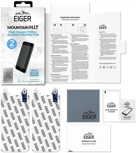 Eiger Apple iPhone 13/13 Pro Display Folie Screen Protector [2-Pack] afbeelding 7