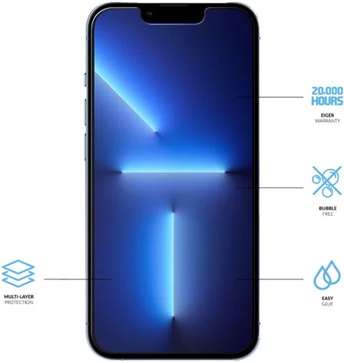 Eiger Apple iPhone 13 Pro Max Display Folie Screen Protector [2-Pack] afbeelding 2