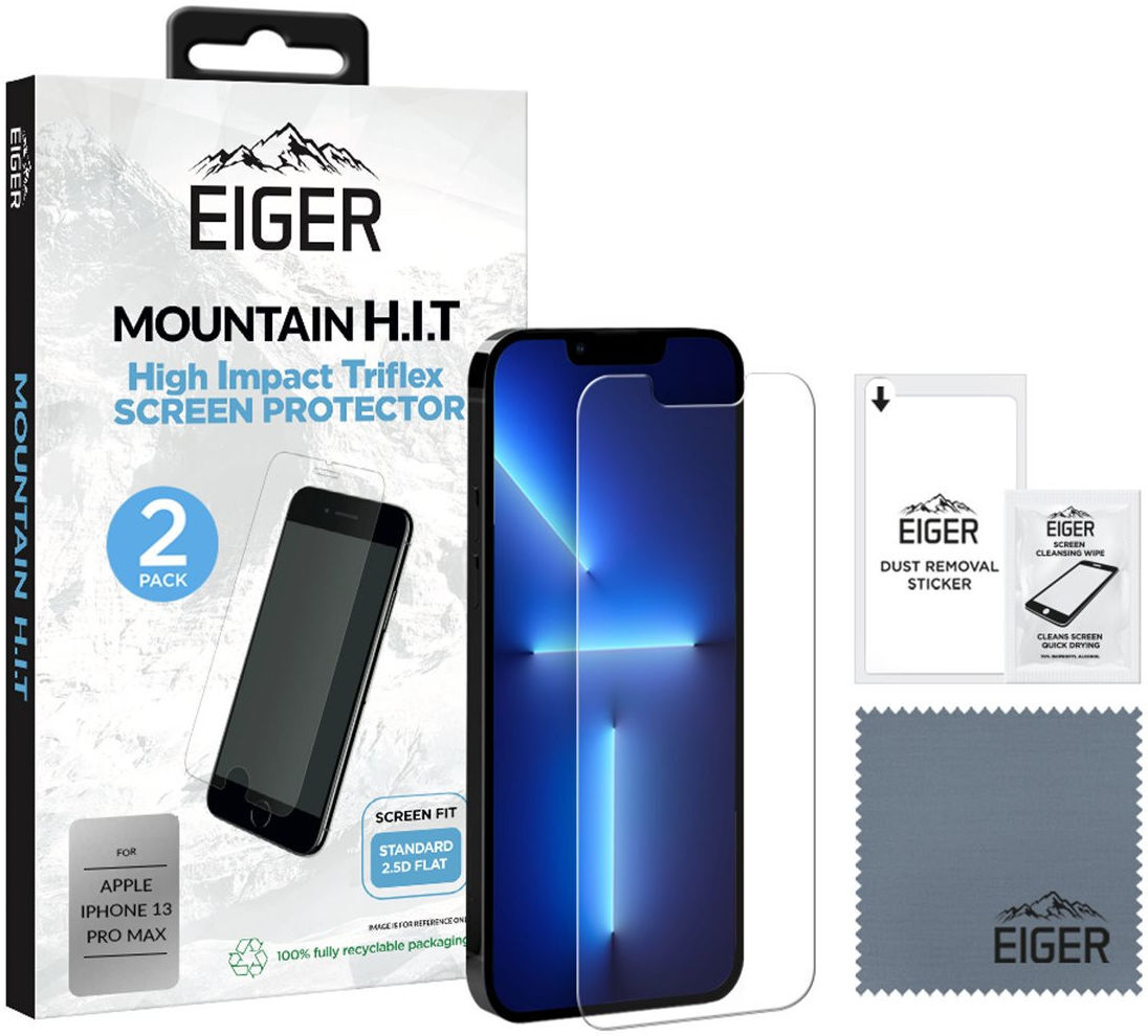 Eiger Apple iPhone 13 Pro Max Display Folie Screen Protector [2-Pack] afbeelding 6