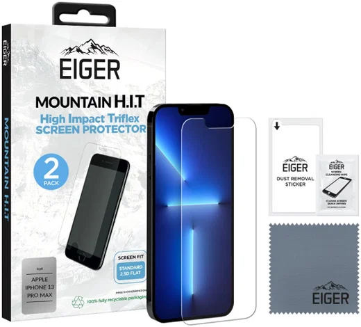 Eiger Apple iPhone 13 Pro Max Display Folie Screen Protector [2-Pack] afbeelding 6