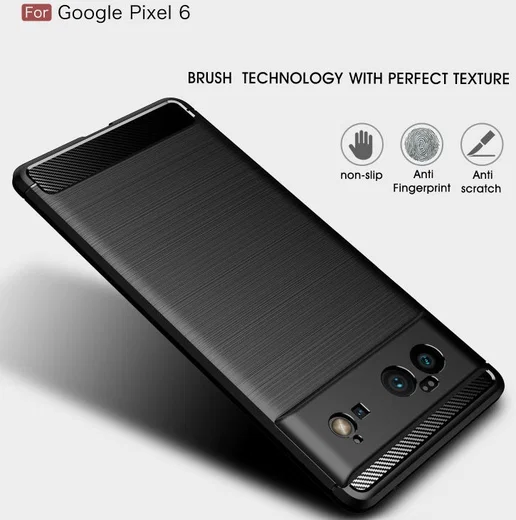 Google Pixel 6 Hoesje Geborsteld TPU Back Cover Zwart afbeelding 5