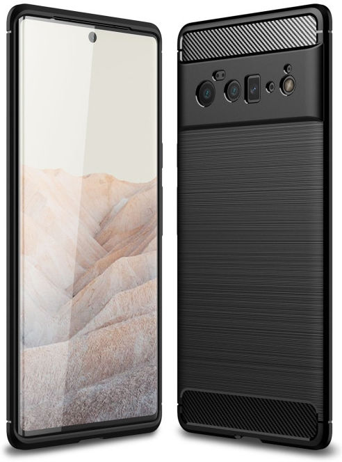 Google Pixel 6 Pro Hoesje Geborsteld TPU Back Cover Zwart afbeelding 1