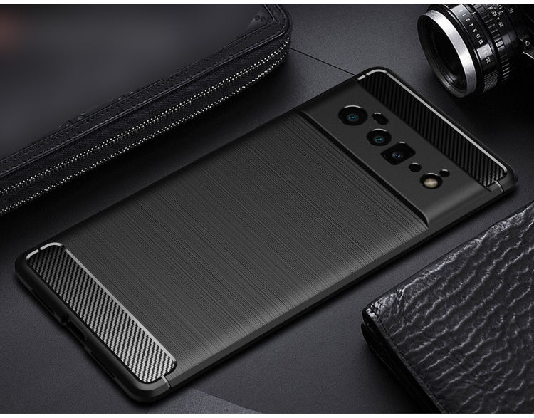 Google Pixel 6 Pro Hoesje Geborsteld TPU Back Cover Zwart afbeelding 3