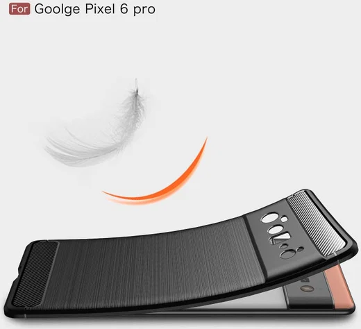Google Pixel 6 Pro Hoesje Geborsteld TPU Back Cover Zwart afbeelding 4