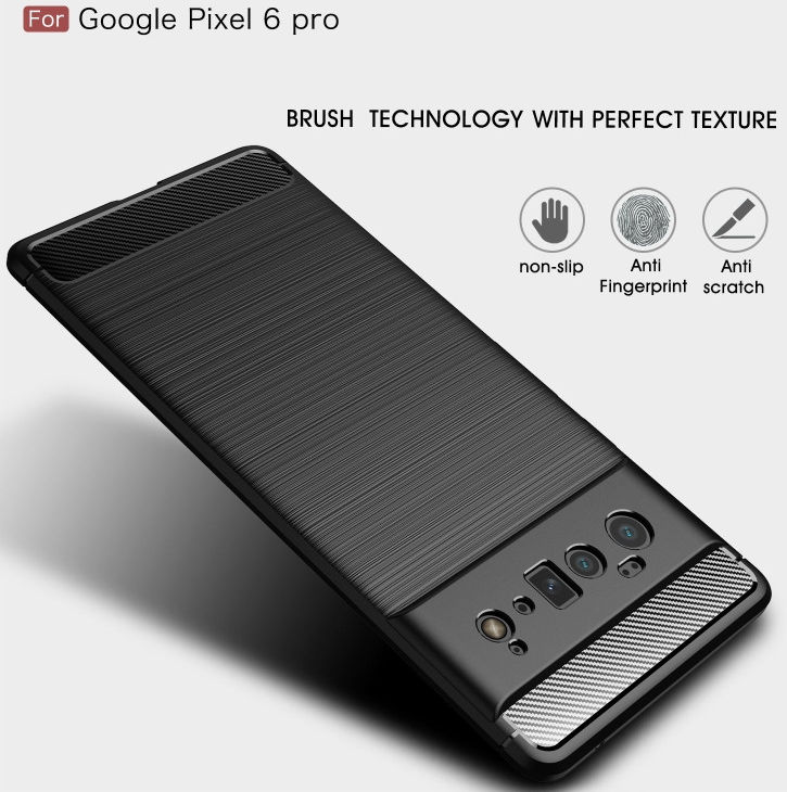 Google Pixel 6 Pro Hoesje Geborsteld TPU Back Cover Zwart afbeelding 5