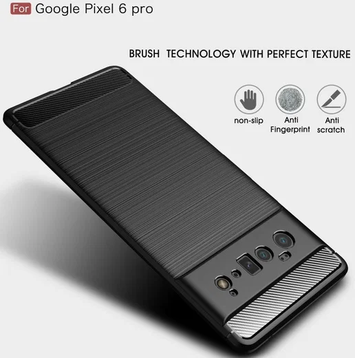 Google Pixel 6 Pro Hoesje Geborsteld TPU Back Cover Zwart afbeelding 5