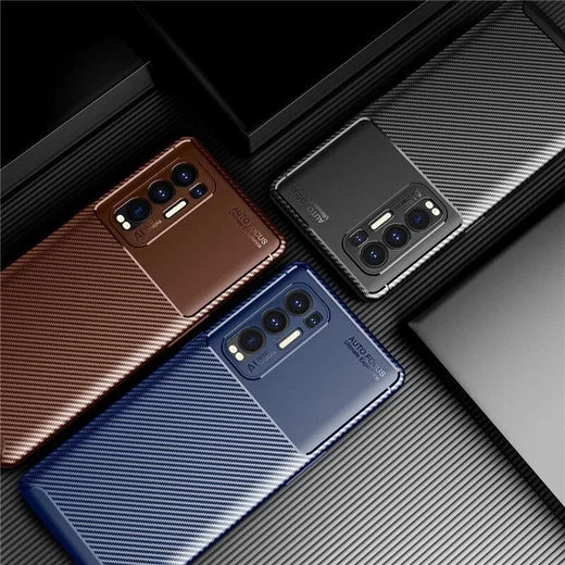 Oppo Find X3 Neo Hoesje Siliconen Carbon TPU Back Cover Zwart afbeelding 4