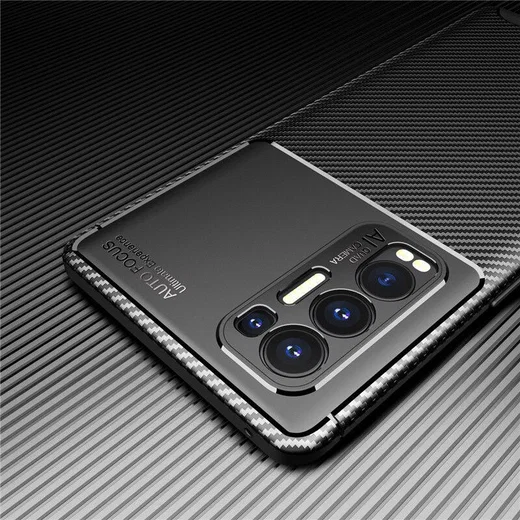Oppo Find X3 Neo Hoesje Siliconen Carbon TPU Back Cover Zwart afbeelding 2