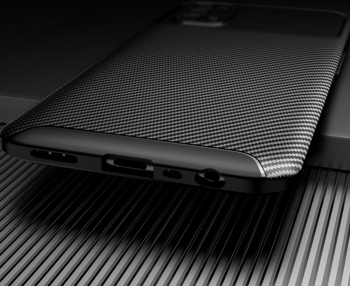 Oppo Find X3 Neo Hoesje Siliconen Carbon TPU Back Cover Zwart afbeelding 3