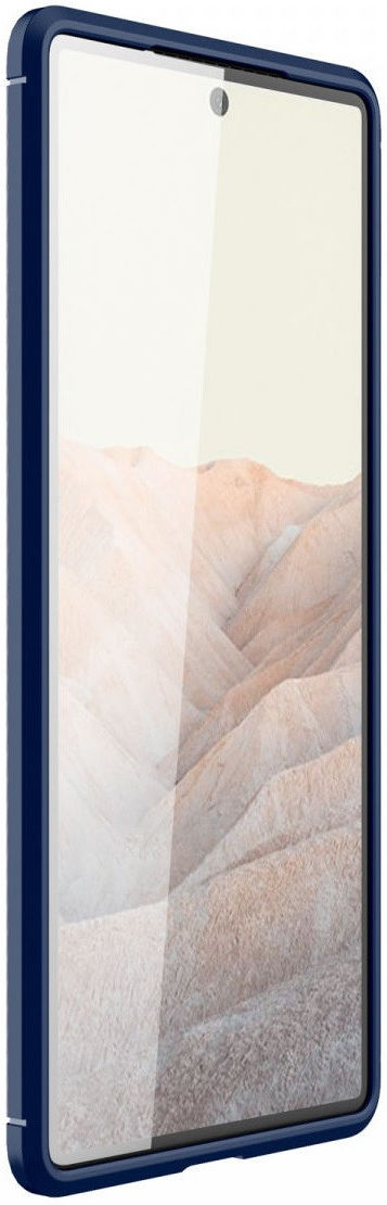 Google Pixel 6 Hoesje Siliconen Carbon TPU Back Cover Blauw afbeelding 2