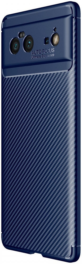 Google Pixel 6 Hoesje Siliconen Carbon TPU Back Cover Blauw afbeelding 1