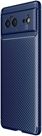 Google Pixel 6 Hoesje Siliconen Carbon TPU Back Cover Blauw afbeelding 1