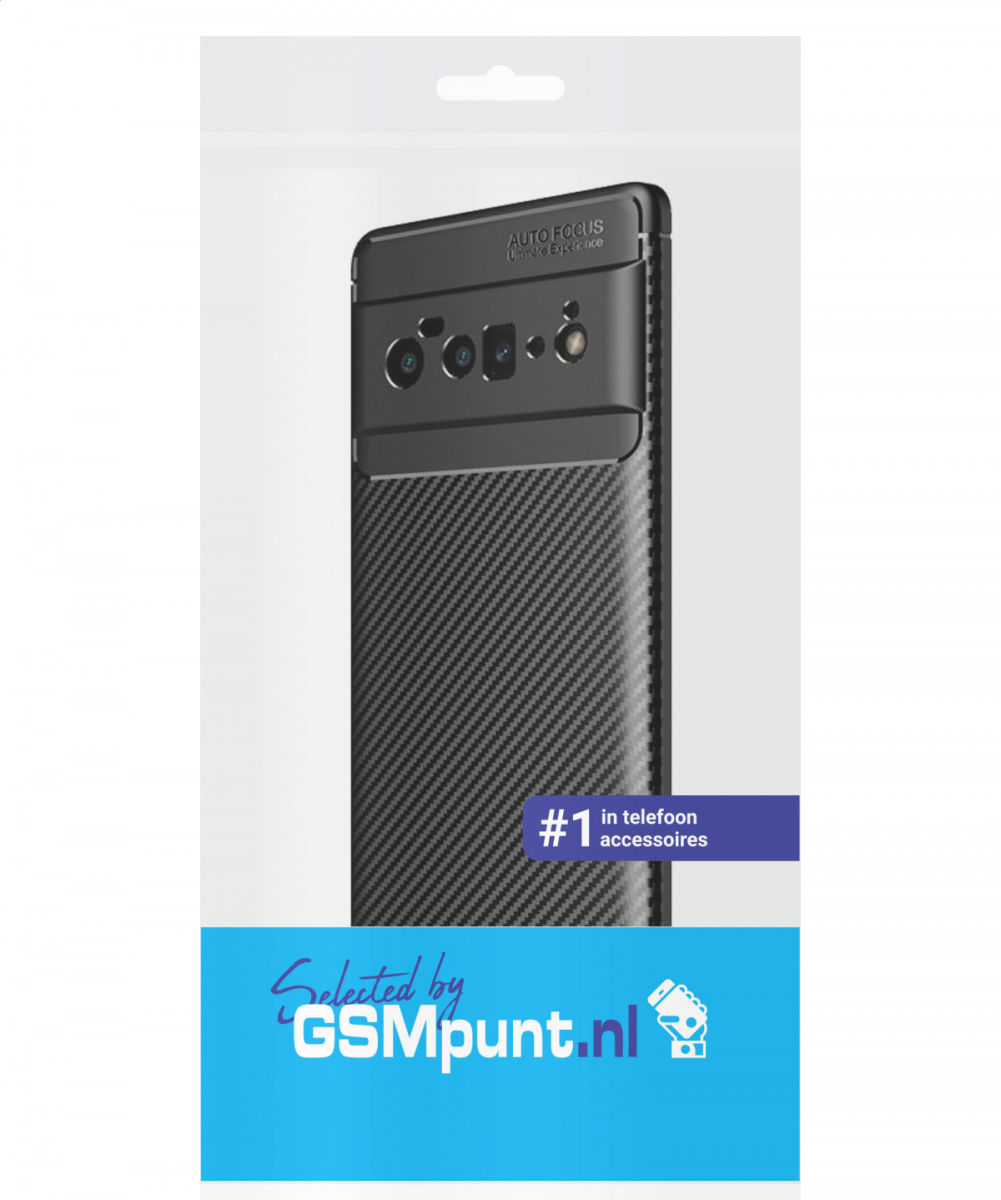 Google Pixel 6 Pro Hoesje Siliconen Carbon TPU Back Cover Zwart afbeelding 2