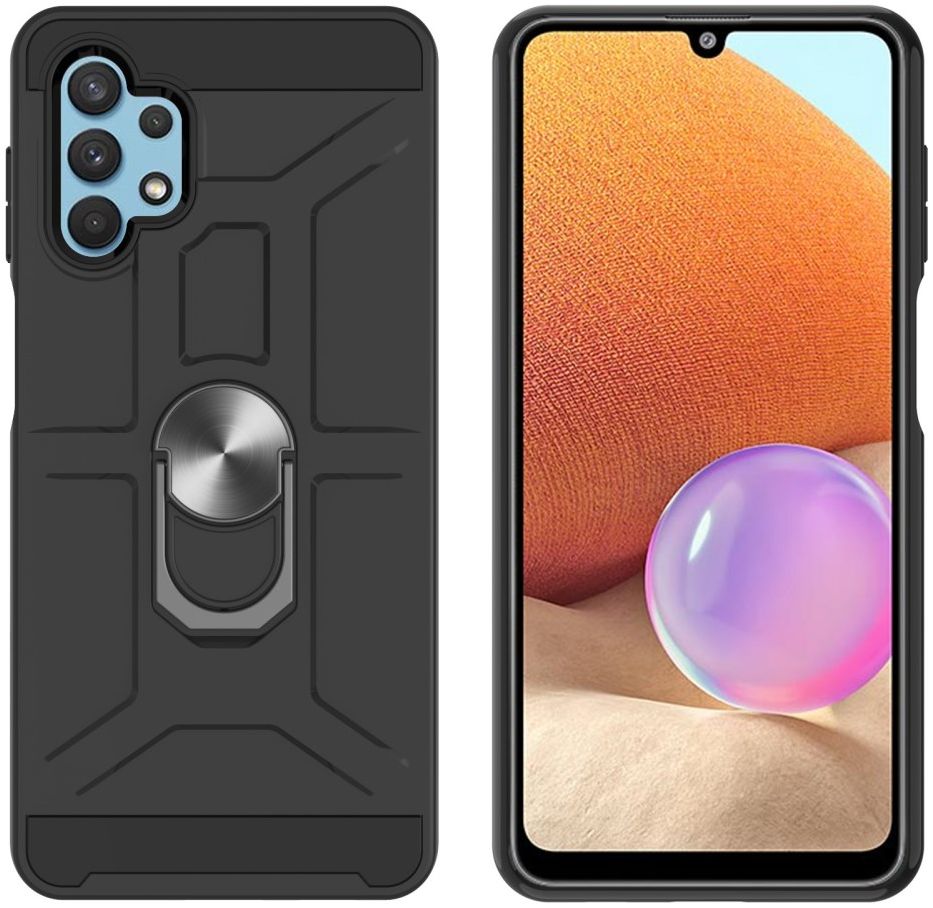 Samsung Galaxy A32 4G Hoesje Hybride Kickstand Back Cover Zwart afbeelding 6