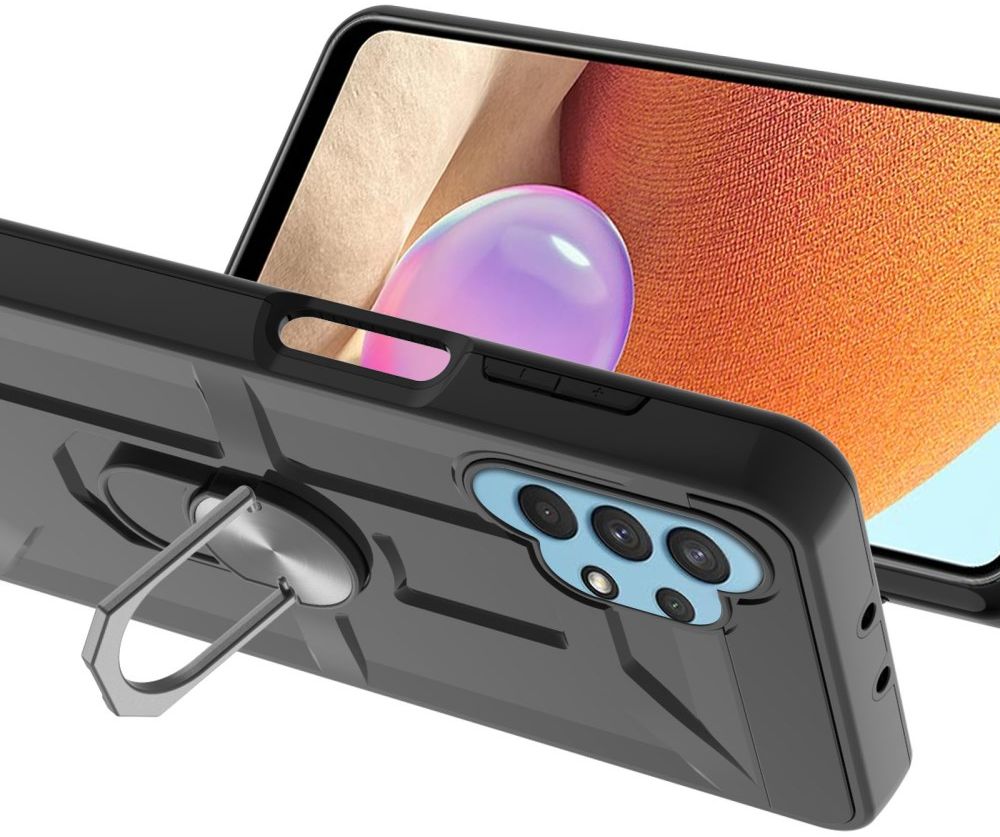 Samsung Galaxy A32 4G Hoesje Hybride Kickstand Back Cover Zwart afbeelding 2