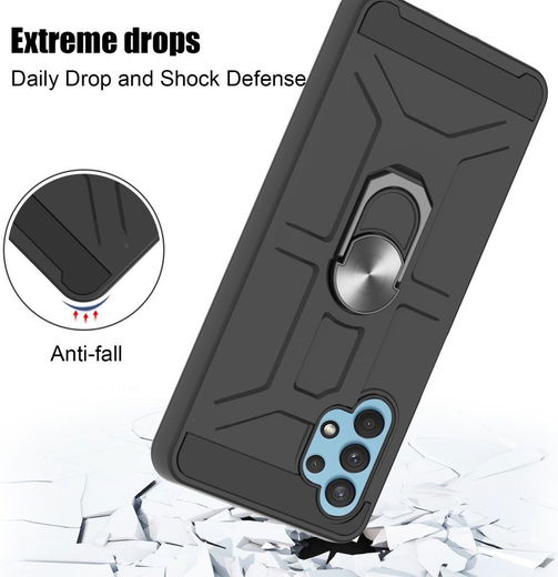 Samsung Galaxy A32 4G Hoesje Hybride Kickstand Back Cover Zwart afbeelding 3