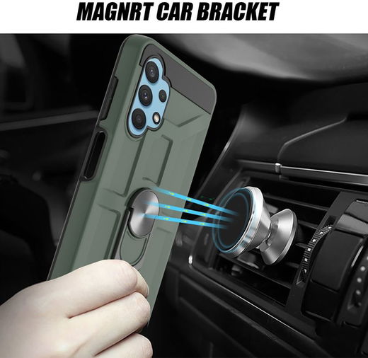 Samsung Galaxy A32 4G Hoesje Hybride Kickstand Back Cover Zwart afbeelding 5