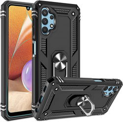 Samsung Galaxy A32 4G Hoesje Hybride Kickstand Back Cover Zwart afbeelding