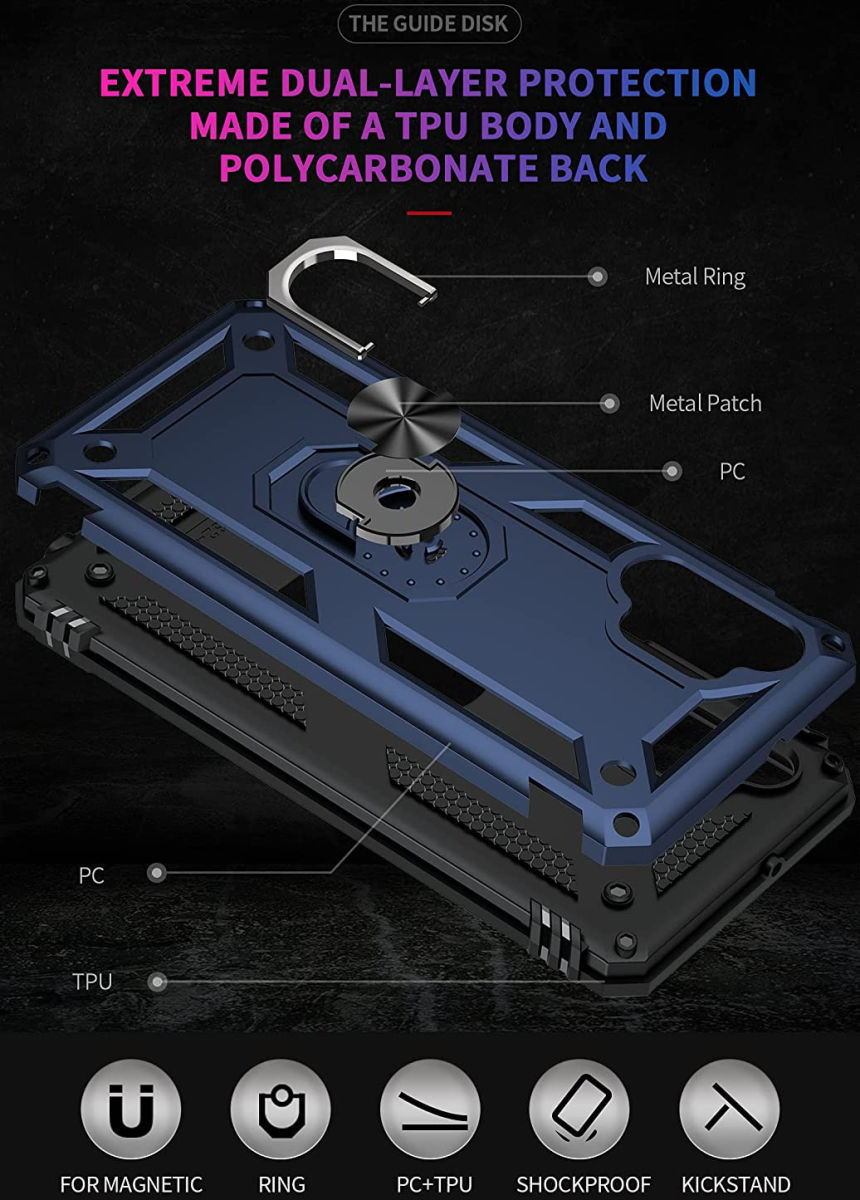 Samsung Galaxy A32 4G Hoesje Hybride Kickstand Back Cover Blauw afbeelding 3