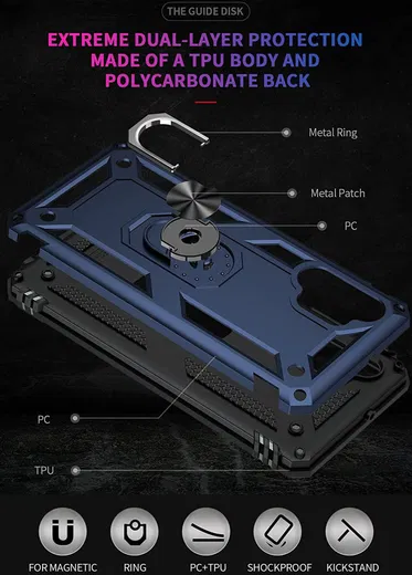 Samsung Galaxy A32 4G Hoesje Hybride Kickstand Back Cover Blauw afbeelding 3