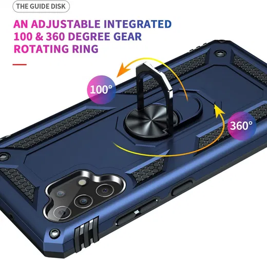 Samsung Galaxy A32 4G Hoesje Hybride Kickstand Back Cover Blauw afbeelding 6