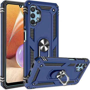 Samsung Galaxy A32 4G Hoesje Hybride Kickstand Back Cover Blauw