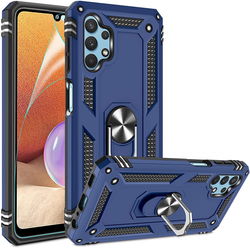Samsung Galaxy A32 4G Hoesje Hybride Kickstand Back Cover Blauw afbeelding