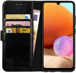 Rosso Element Samsung Galaxy A32 4G Hoesje Book Cover Wallet Zwart afbeelding