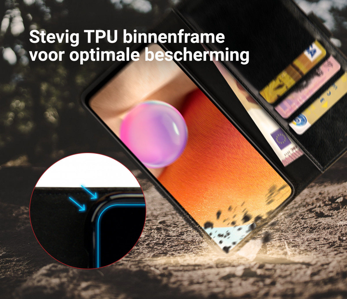 Rosso Element Samsung Galaxy A32 4G Hoesje Book Cover Wallet Zwart afbeelding 3