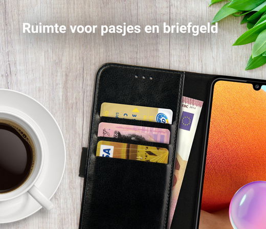 Rosso Element Samsung Galaxy A32 4G Hoesje Book Cover Wallet Zwart afbeelding 5