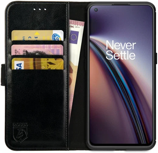 Rosso Element OnePlus Nord CE 5G Hoesje Book Cover Wallet Zwart afbeelding 1