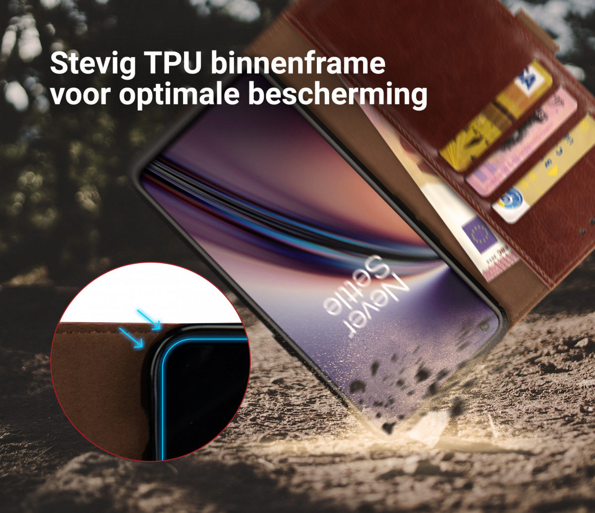 Rosso Element OnePlus Nord CE 5G Hoesje Book Cover Wallet Bruin afbeelding 3