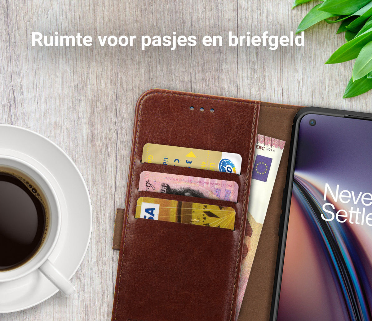Rosso Element OnePlus Nord CE 5G Hoesje Book Cover Wallet Bruin afbeelding 5