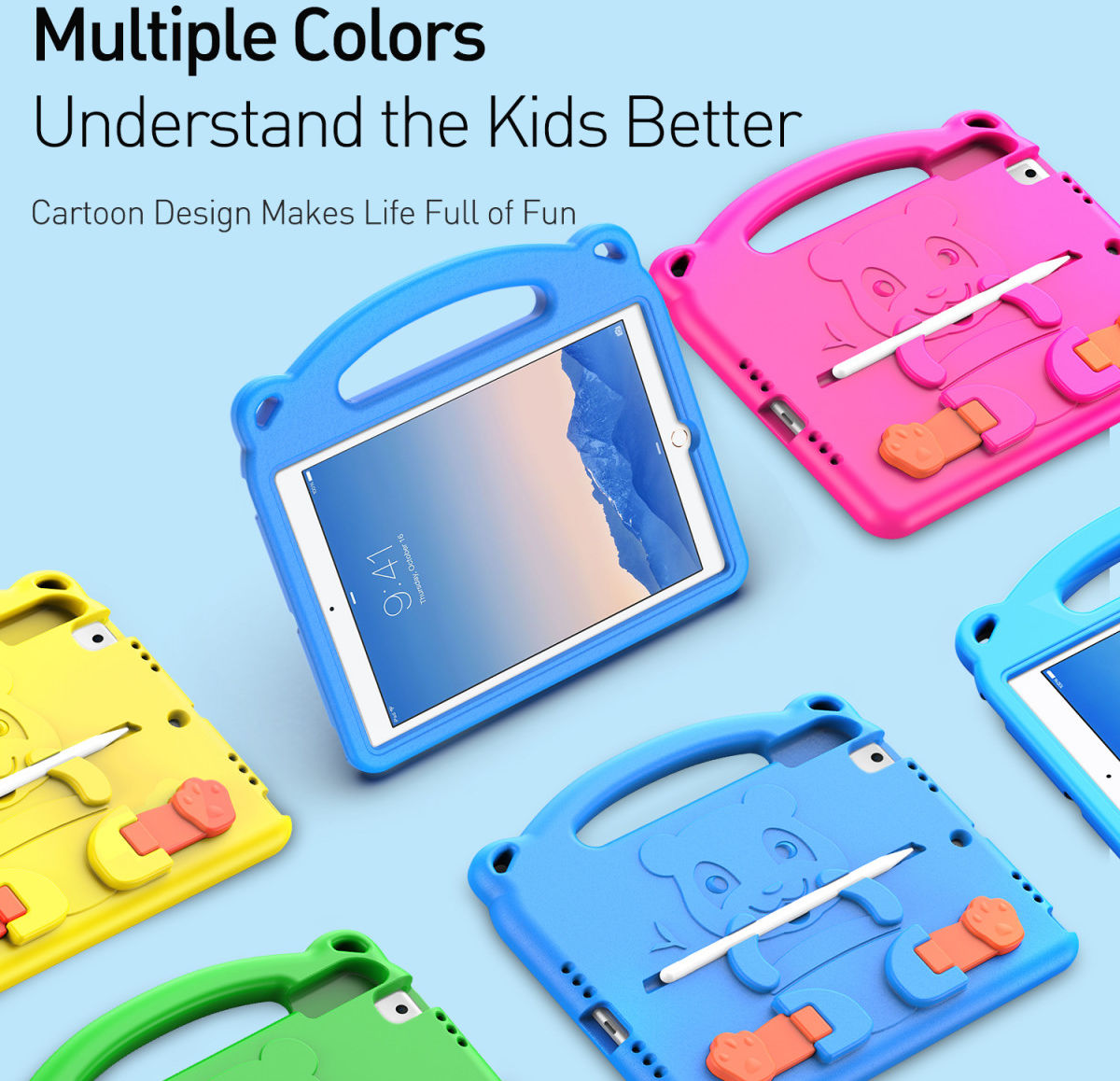 Dux Ducis Panda Apple iPad 9.7 Kinder Tablethoes met Handvat Roze afbeelding 11