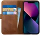 Rosso Deluxe Apple iPhone 13 Mini Hoesje Echt Leer Book Case Bruin