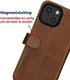 Rosso Deluxe Apple iPhone 13 Mini Hoesje Echt Leer Book Case Bruin afbeelding 7