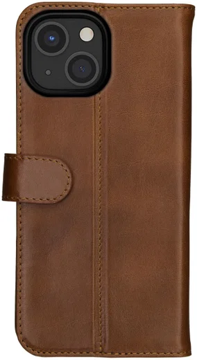 Rosso Deluxe Apple iPhone 13 Mini Hoesje Echt Leer Book Case Bruin afbeelding 11