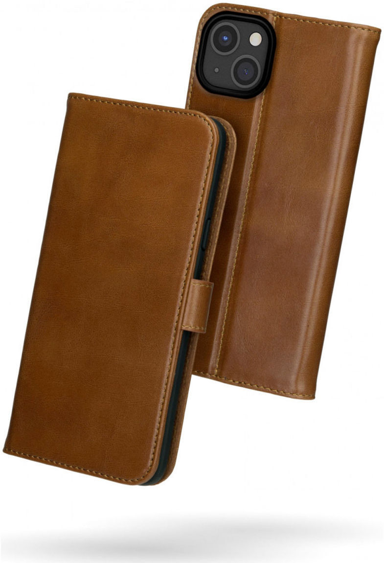 Rosso Deluxe Apple iPhone 13 Hoesje Echt Leer Book Case Bruin afbeelding 2